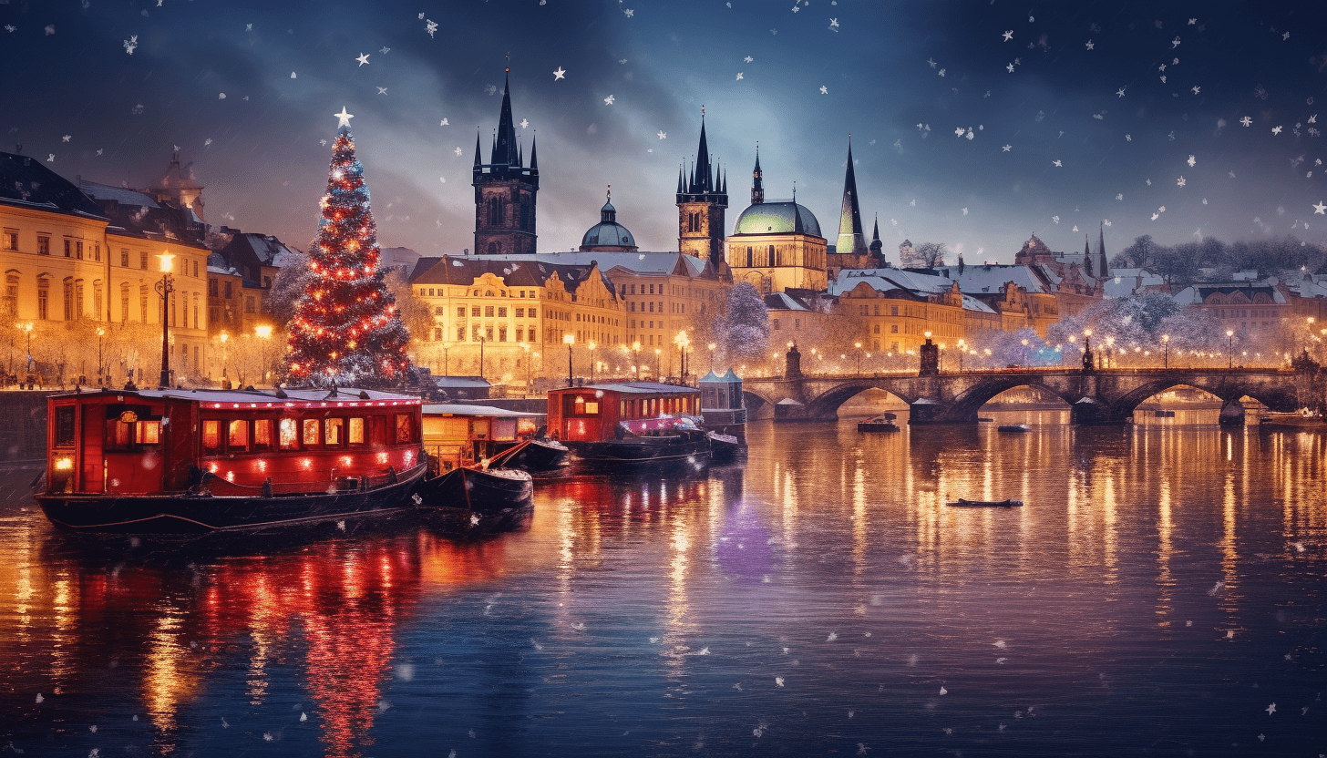 Οικογένεια απολαμβάνει εκδρομή πρωτοχρονιά με παιδιά σε χιονισμένο τοπίο